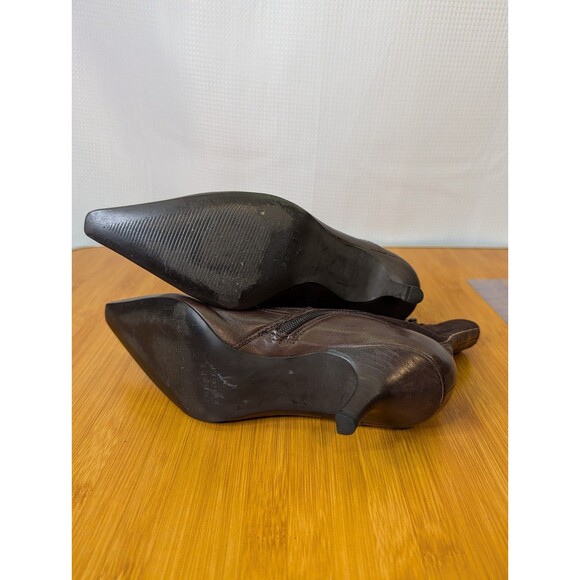 Vintage Audrey Brooke Leather Ankle Boots Point Toe Brown US 7 EU 37.5   (R02) - Picture 5 of 7